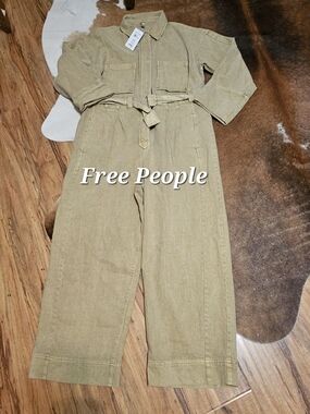 Free People Utility Belted Jumpsuit Nwt Medium Large